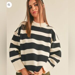 Miou Muse Esme Sweater Black Stripe Knit Size Small